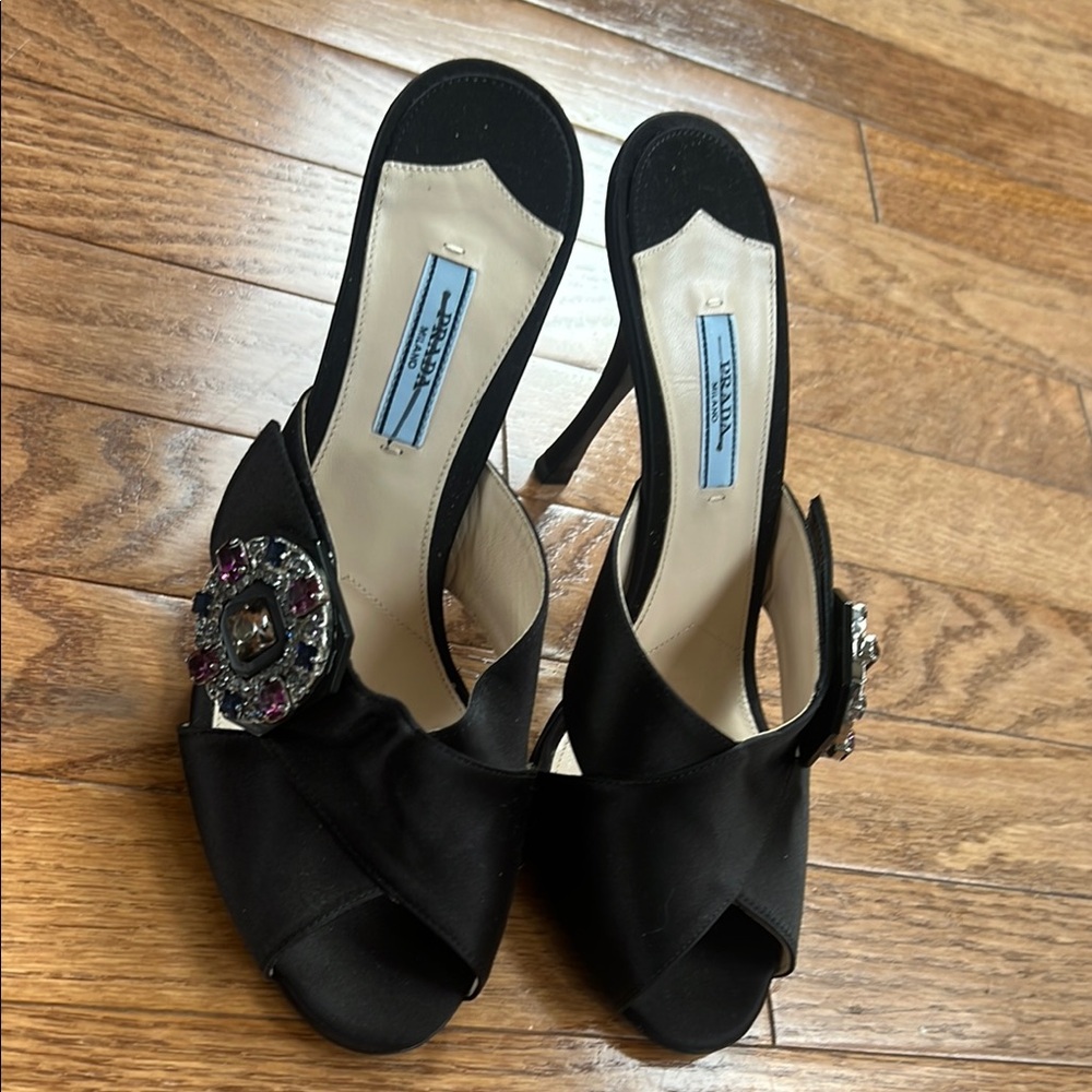 Prada Black Heels with Peep-Toe